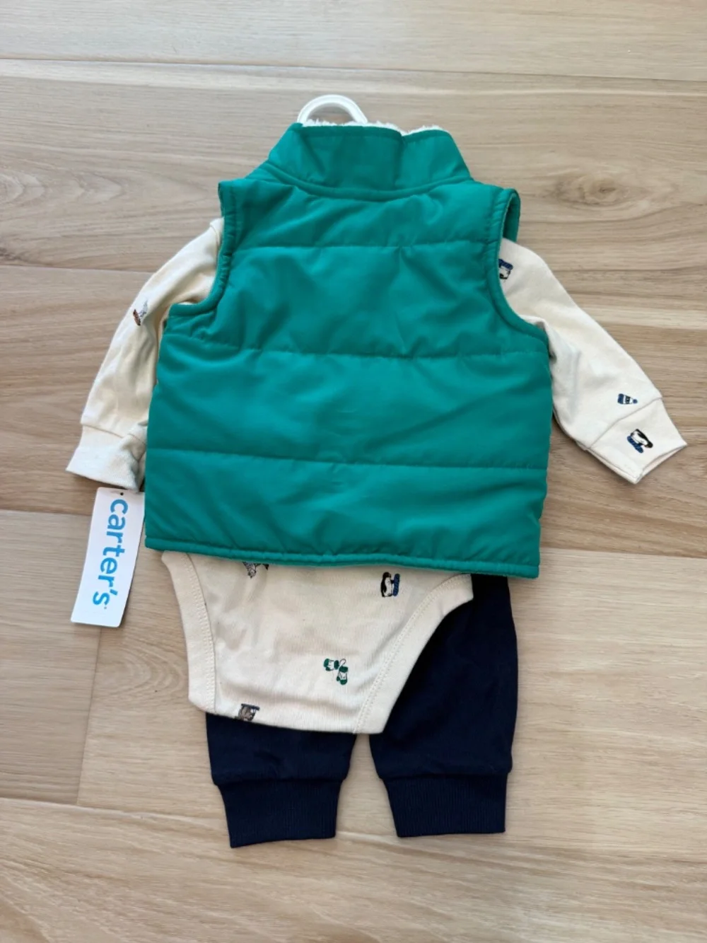 NWT Carter's Baby Boy 3M 3 Piece Puffer Vest Bodysuit Pants Winter Set